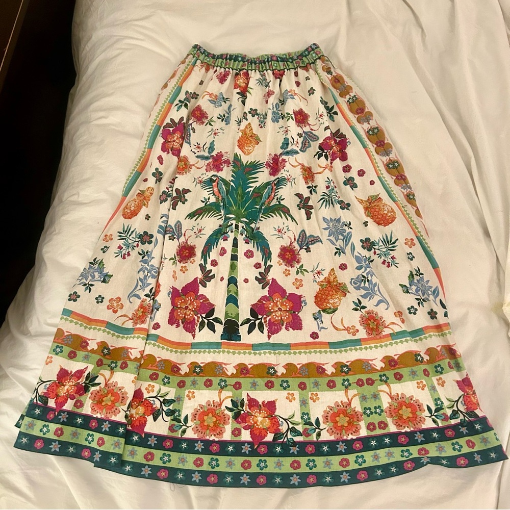 SOLD Rachel Zoe Bohemian Floral Palms Maxi Skirt